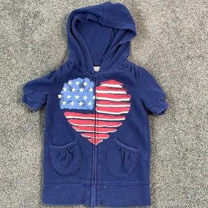 Old Navy American Flag Heart short sleeve zip up hoodie sweatshirt